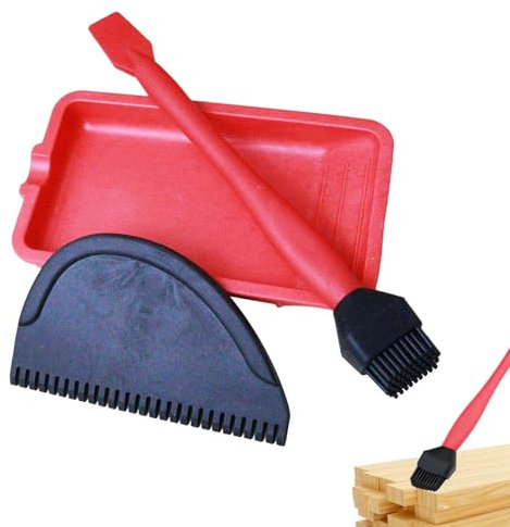 Leimapplikator für die Holzbearbeitung | Leimverteiler-Set mit Pinsel und Silikon-Kleberschale – Leimverteiler, 3-teiliges Holzleim-Set, robust und komplett für Profis