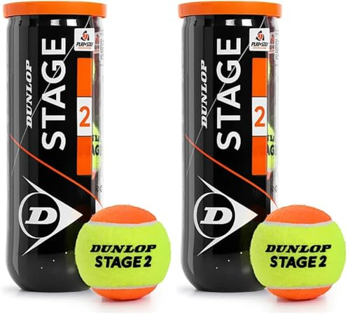 DUNLOP Tennisball Stage 2 Orange - für Kinder & Einsteiger im Mittelfeld (1x3er Dose) (Packung mit 2)
