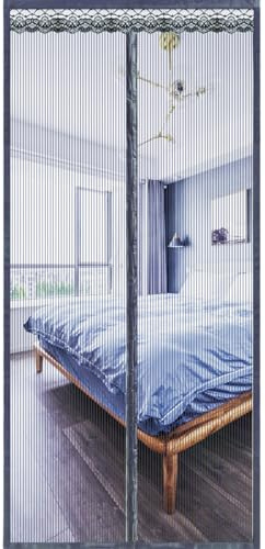 Ovker Zanzariera magnetica per porta di balcone, protezione contro gli insetti, resistente alle intemperie, per porta di balcone, cantina e terrazzo (120 x 210 cm, grigio)