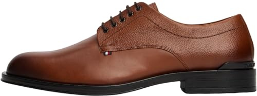Tommy Hilfiger Chaussures Derby Homme Corporate en Cuir, Marron (Winter Cognac), 45