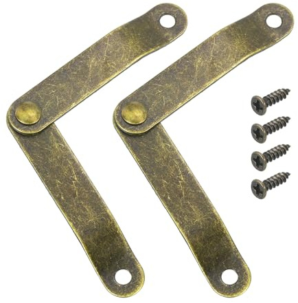 QUARKZMAN 2Pz 3.86x0.39 Cerniere di Supporto Pieghevoli Coperchio Bronzo | Cerniera di Sollevamento per Coperchio, Cerniere Metalliche Retro Rotabili a 180 Gradi con Viti