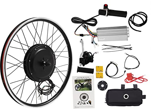 DCSYOG Kit de conversión para bicicleta eléctrica de 48 V, 1000 W, rueda delantera de 26 pulgadas (55 km/h), kit de motor de buje sin escobillas de alta velocidad