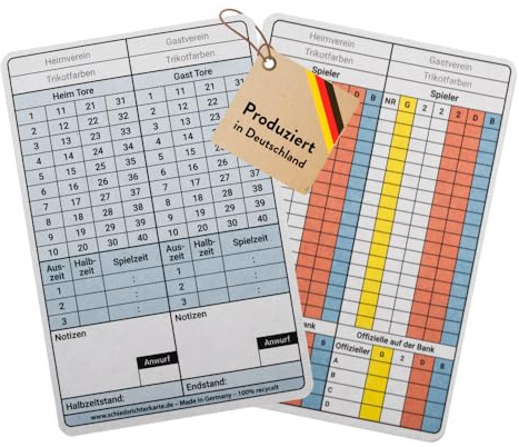 cramti - Handball Schiedsrichter Spielnotizkarte - Schiedsrichterkarten Set aus Nachhaltiger und Sozialer Produktion - Blanko Spielkarten