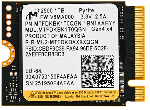 Micron® 2500 1TB NVMe™ M.2 (22x30mm) Non-SED Client SSD [Single Pack]