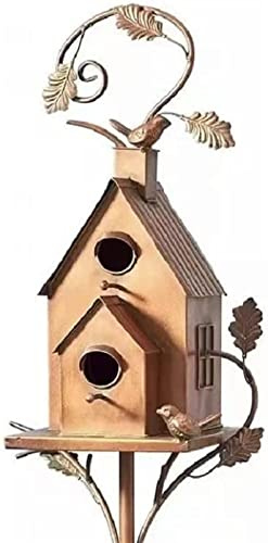 Metal Birdhouse Garden Stakes for Outdoor Decoration, Attracts Hummingbirds, Perfect for Courtyard Backyard Patio