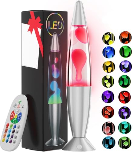 AONESY Liquid Motion Lamp with Remote Control, 17 Colour Changing Lamps for Kids & Adult, Soothing Motion Lamp for Relaxation, Mood Lamp Stress Relief, Retro Lamps Home Bedroom Office-13.5 White