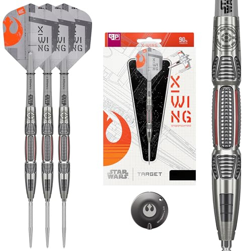 Target Darts Star Wars X-Wing 90% Tungsten Steel Tip Darts, 26G | Silver GRD Swiss Points, Pro Grip Shafts, X Wing No.6 Pro Ultra Flights & Swiss Point Tool