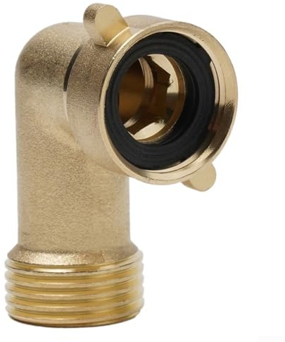 Honseadek Gomito per tubo dell'acqua in ottone, connettore ad angolo di 90 gradi, design anti-crimpatura, compatibile con camper e rimorchi, riduce lo sforzo del tubo, per uso esterno e domestico