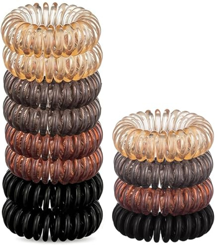 12 Pcs Spiral Hair Ties, MultiColor Hair Elastic Bands, No Crease Phone Cord Hair Bobbles, Plastic Hair Coil Bands, Spiral Ponytail Holder Hair Bands for Women Girls