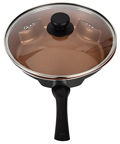 Poêle à frire antiadhésive, ustensiles de cuisine multifonctionnels élégants mais pratiques pour la cuisine domestique, aluminium cuivre 44x27,5 cm