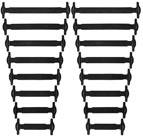 MUNZE Lacci Scarpe Elastici, 8 Paia (16 Pezzi) Neri, Taglia Unica 8 Misure, Silicone No Tie, Per Bambini E Adulti Sneaker Sportive