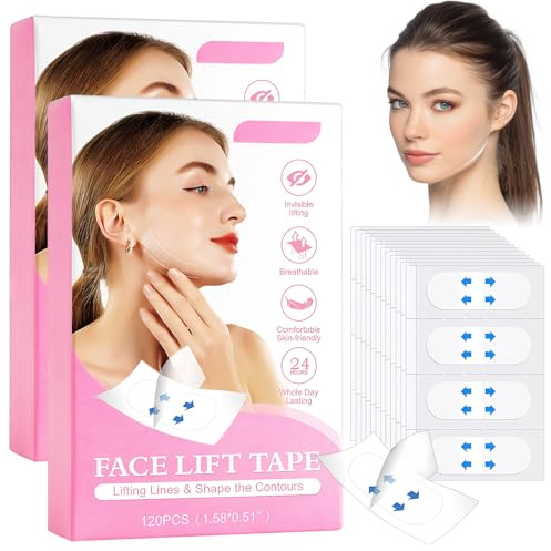 240 Pieces Tiras De Lifting Facial Etiqueta Estiramiento Facial Cinta De Elevación Facial Invisibles,Cómodo Y Transpirable Face Tape De Cara Para Ocultar Arrugas Para Ojos,Ojeras,Bolsas,Papada