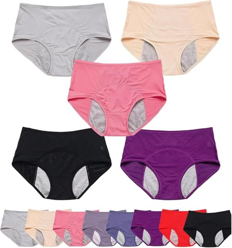 Drywear, Dry Wear Unterhose Damen Inkontinenz,Unsichtbare & Atmungsaktive Slipeinlagen-Höschen für Blasenschwäche,Diskret & Bequem (Mehrfarbig, XL, stück, 5)