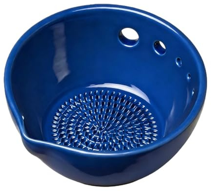 Plato Rallador Ceramica, Plato Rallador De Ajo Ceramica, Bol Para Moler Ajos Con 5 Tamaños De Orificios Diferentes Y Desagüe, Una Herramienta De Cocina Multifuncional Para Moler