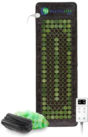Far Infrared Heating Pad for Back, Neck, Shoulder & Muscle Pain Relief - Weighted Electric Mat with Jade & Tourmaline Stones, Grounding - by HealthyLine – Full Body Large Size 72 x 24 in