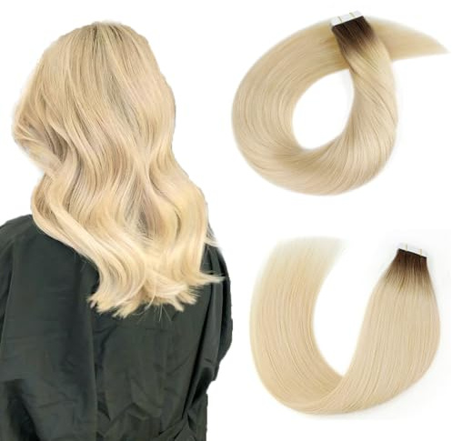 ABH AMAZINGBEAUTY HAIR Tape In Extensions Echthaar 45cm Ombre #R2-60 50g | Remy Echthaar, Skin Weft, Ombre Rooted, 20 Stück, Nahtlos, Unsichtbar, Wiederverwendbar, Haarverlängerung, No Shedding