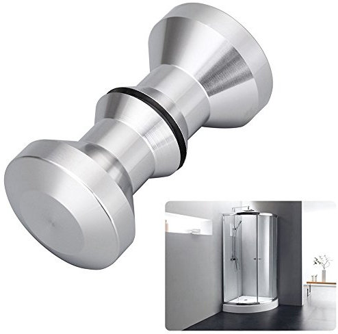 Tencro - Coppia di pomelli per porta della doccia, in acciaio INOX massiccio, lucidato, con maniglia rotonda per porta del bagno, 30 mm, 1 coppia)