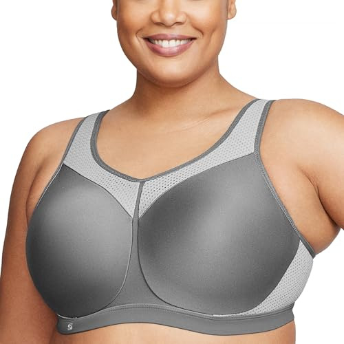 Glamorise dam sport-bh i plusstorlek, hög stötdämpning, med bygel #9066., Grått, 95G
