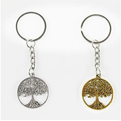 DLM27986 Portachiavi Ciondolo (Kit 12 Pezzi) in Metallo Albero della Vita Confettata Segnaposto Matrimonio Battesimo Nozze Compleanno Comunione Laurea Bomboniere (Oro)
