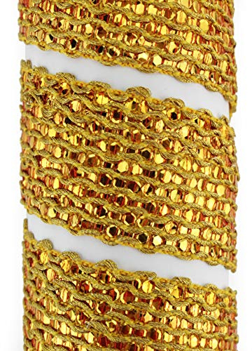 PASAMANERÍA CINTA DE RAYÓN DE COLORES EXTRA BRILLO (ORO, 5 METROS)