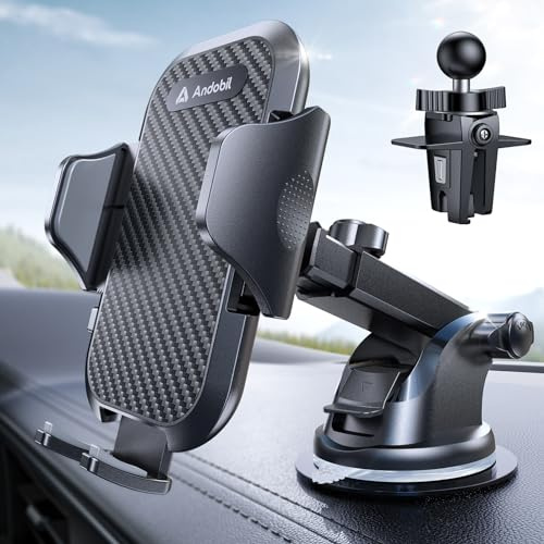 andobil Car Phone Holder, 2025 Military-Grade 85lbs Strongest Suction Phone Holders for Your Car Dashboard/Windshield/Vent Easy Clamp Cellphone Holder Truck Stand for iPhone 16 15 14 Pro Max Samsung