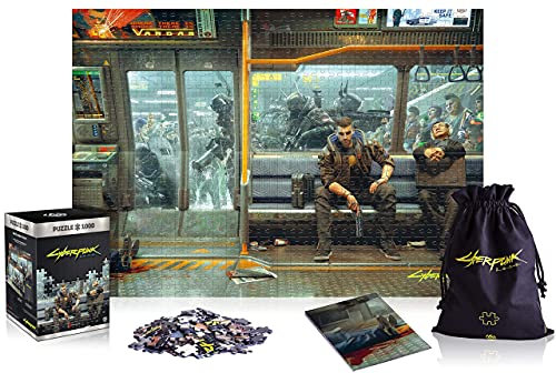 Cyberpunk 2077 Metro - Puzzle mit 1.000 Teilen und den Maßen 68 cm x 48 cm | inklusive Poster und Tasche | Spiel-Artwork für Erwachsene und Teenager