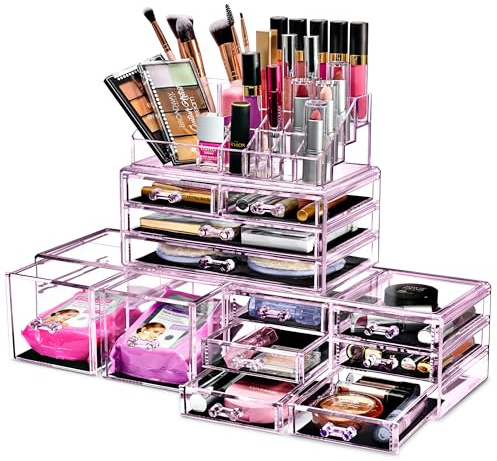 Sorbus Cosmetic Makeup and Jewelry Storage Case Tower Display Organizer - Spacious Design - Great for Bathroom, Dresser, Vanity and Countertop (Purple)