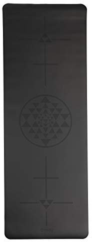 Bodhi Yogamatte Phoenix | Rutschfest & Schadstofffrei | Matte aus Naturkautschuk mit PU-Beschichtung für intensives Yoga | Antirutschmatte für deine Yogapraxis (Alignment-Yantra/schwarz)