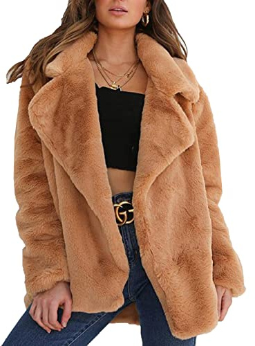 Veste en Fausse Fourrure en Fourrure De Lapin Col De Costume Veste en Fausse Fourrure Mi-Longue Fourrure Chaude