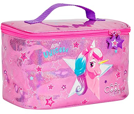PERLETTI Borsa Termica Porta Pranzo Bambina Unicorno - Lunch Box Contenitore Bimba Rosa Brillantini Materiale Termico - Porta Pranzo Merenda Bambine Scuola Materna Elementare - 15x23x15cm (Unicorno)