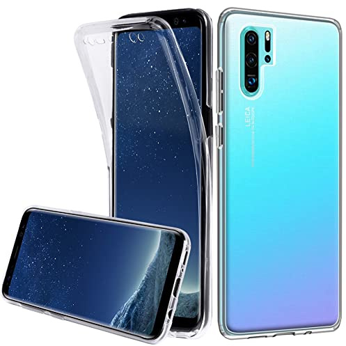 LXHGrowH Hülle für Huawei P30 Pro, 360 Grad Ganzkörper Stoßfest Handyhülle, Kratzfest Schutzhülle mit Eingebauter Displayschutzfolie, Case Dual - Transparent