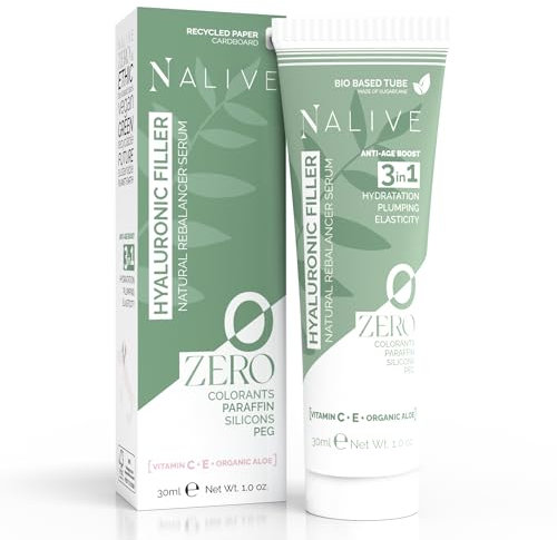 Nalive ZERO - Hyaluronsäure-Serum für das Gesicht Hypoallergene für Empfindliche Haut mit Vitamin C, E - Anti-Falten-Sofort-Effekt - NO Paraffin Silikone Parfüm PEG - 30 ml