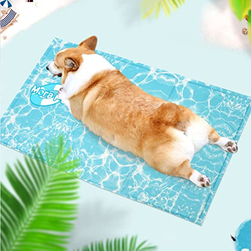 Mora Pets Kühlmatte für Hunde Kühldecke Katze mit Ungiftiges Gel Hundekühlmatte Selbstkühlend Kühlkissen für Haustiere Kühl Hundedecke Kühlende Hundematte L 90 x 50 cm