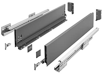 MS Beschläge Push to Open Schubladensystem Anthrazit Unterflurführung Schubkastensystem Vollauszug Schubladenauszug Schubladen-Set (Länge: 500mm, Höhe: 120mm)