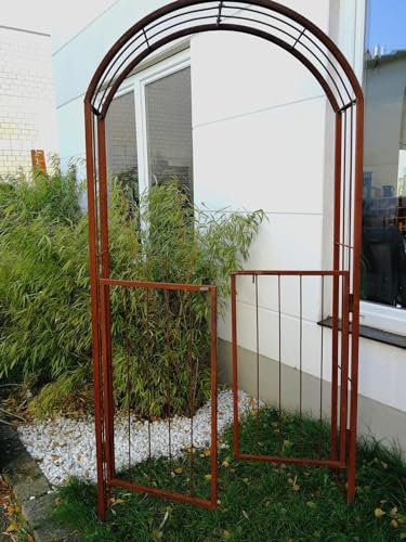 Rostfri rosbåge trädgård växtstöd klätterhjälp rost metall rosenspalier H 220 cm handarbete (031934-1: L130 B30 H 220 cm)