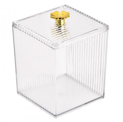 Focenat Scatola per Dischetti di Cotone, Organizzatore Cosmetici Porta Dispenser, Custodia Trasparente in Plastica, Clear Jar Organizer per Bagno