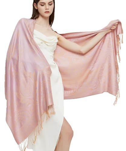 Gragengs Pashmina Schal Wrap mit ethnischen Paisley Two Tone Jacquard Schal für Damen
