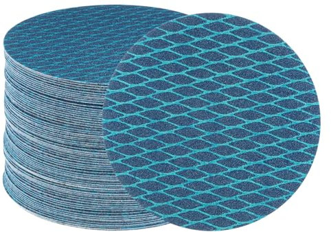 sourcing map 70uds Diamante Forma Lijado Discos 5 Pulgadas 100 Grano Gancho y Bucle Azul Rombo Lija Papel Pescado Escama Lijadora Acabado Discos, Húmedo y Seco Pulido