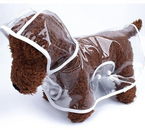XOUDKE Impermeabile Cane con Cappuccio in Nylon Trasparente, Cappottino Antipioggia Poncho per Cani Taglia Piccola e Media, Cappotto Mantella Pioggia Impermeabili Mantellina (L)