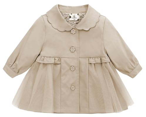 famuka Giacca Bambina Bambine e Ragazze Giacche e cappotti Cappotti Abbigliamento di transizione Trechcoat Cardigan (Khaki, 9M)