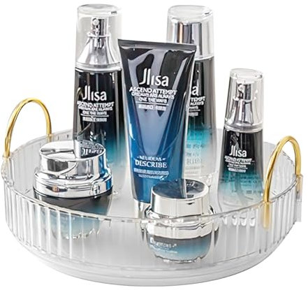 MOACC Make Up Kosmetik Organizer, 360° Drehbar Aufbewahrung, Schmink Organizers für Dresser Schminktisch Skincare Aufbewahrungssystem, 1 Schicht, Klar