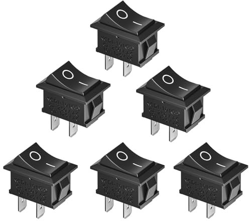 KARELLS Kippschalter Ein/Aus, 6 Stück, Ein/Aus, SPST, AC 6 A/250 V 10 A/125 V, für Auto, Motorrad, Boot oder andere Haushaltsgeräte