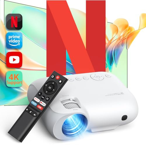 Yoton Y9 Projector 4K Netflix with Portable Bag, 23000 Lumens Brightness Built-in Apps Easy to Use