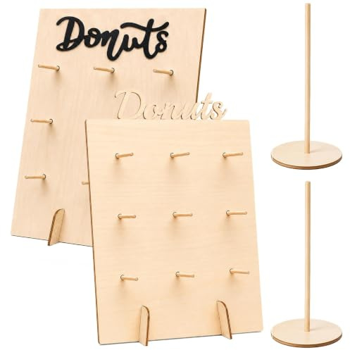 4 Stück Donut Wand Hochzeit,Donuts Ständer Holz,Donuts Stander,Candy Bar Donut Wand,Donut Board,Donut Tafel,Donut Halter,Donut Dekoration für Hochzeiten Geburtstage, Babyparty, Jubiläen, Konditoreie