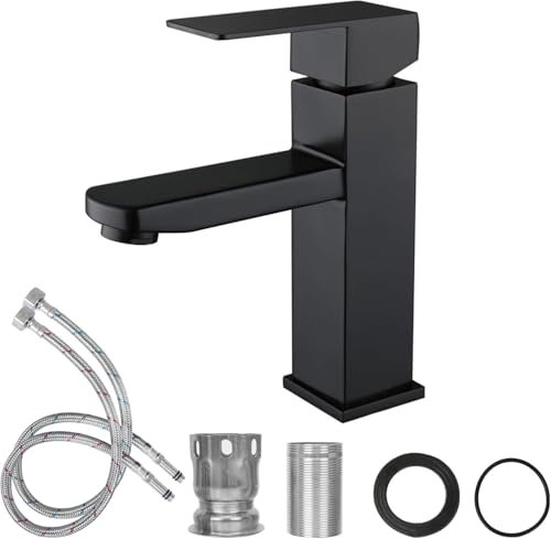 Minnhua Rubinetto Bidet Bagno Nero Opaco Rubinetto per Bagno Cucina con Tubo di Collegamento Rubinetto Acciaio Inox Rubinetto Bidet Nero Acqua Calda e Fredda a Disposizione