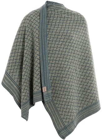 Knit Factory - Dusk Poncho réversible - Laurel/Urban Green - One Size