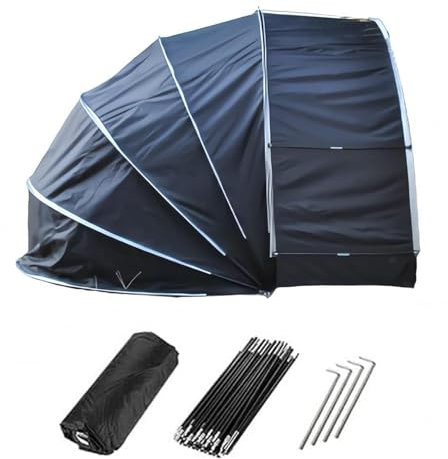 YSMSMZJK Fahrradgarage Hängen 2 in 1 Motorrad Zelt mit 210D Oxford-Gewebe PU4000 Wasserdicht Fahrradgaragen Gartenschuppen Geräteschuppen,Black