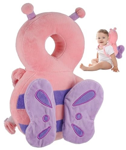 Huiguli Protector Cabeza Bebe, Almohadillas de Seguridad Ajustables para Bebés, Almohada Protección para la Cabeza del Bebe 4-24 Meses para Gatear y Caminar, Mariposa