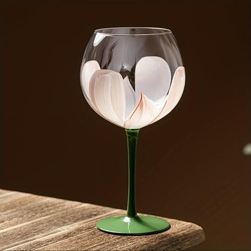 Copa de Vino Tinto Medieval con diseño Floral SYJYM Pintada a Mano con Forma de Loto Alta, una Variedad de Copas, Decoraciones para la Sala de Estar, Copas de Vino, Copas