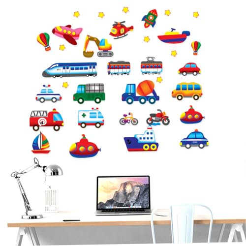TOYANDONA Wandaufkleber Für Kinderzimmer Schlafzimmer Wandtattoo Cartoon Auto Flugzeug Fähre Vinyl Abnehmbare Heimtapete Tapete Für Glatte Oberflächen Fenster Schrank Diy